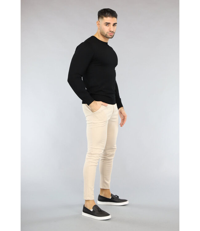 Zwarte Heren Pullover Trui met Ronde Hals