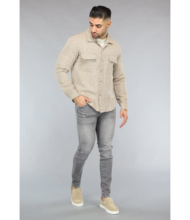 Beige Heren Print Vest