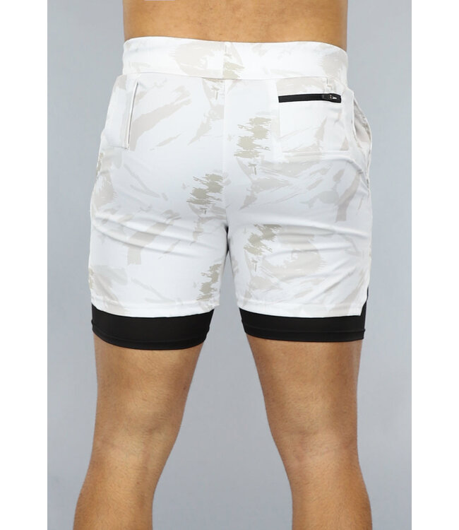 Heren Print Sport Short met Ingewerkt Aansluitend Broekje