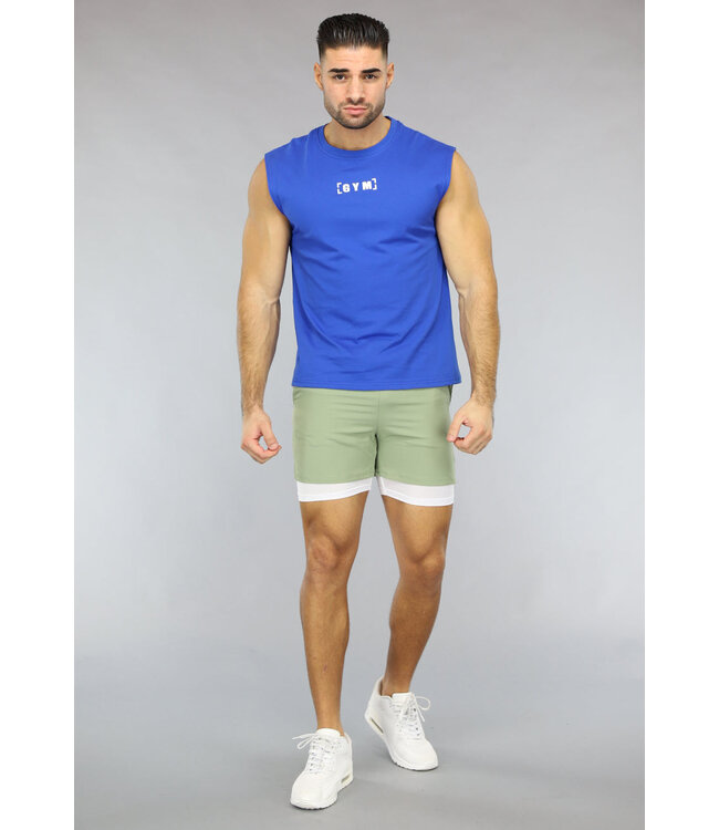 Groene Heren Sport Short met Ingewerkt Aansluitend Broekje