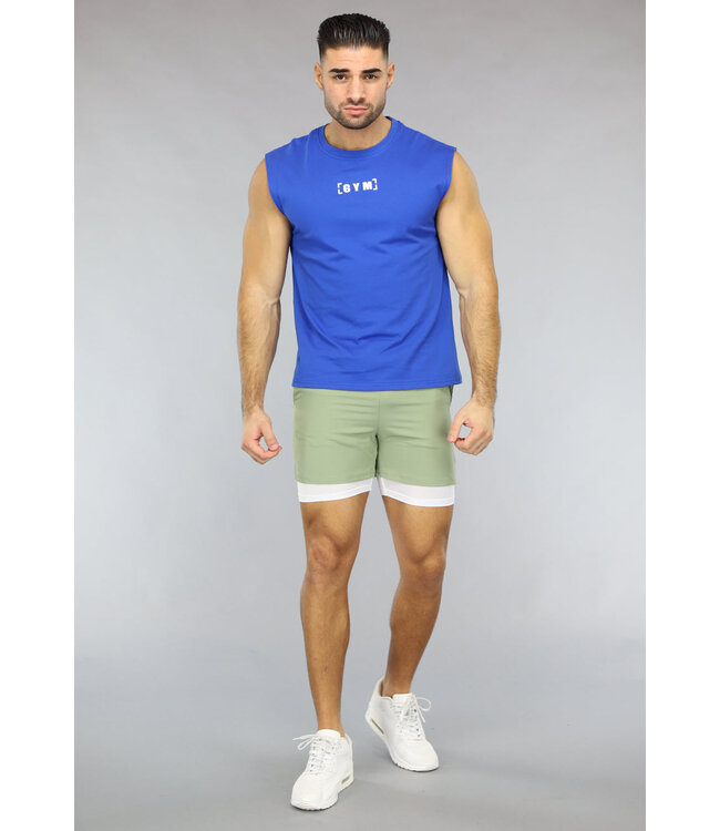 NEW2411 Groene Heren Sport Short met Ingewerkt Aansluitend Broekje