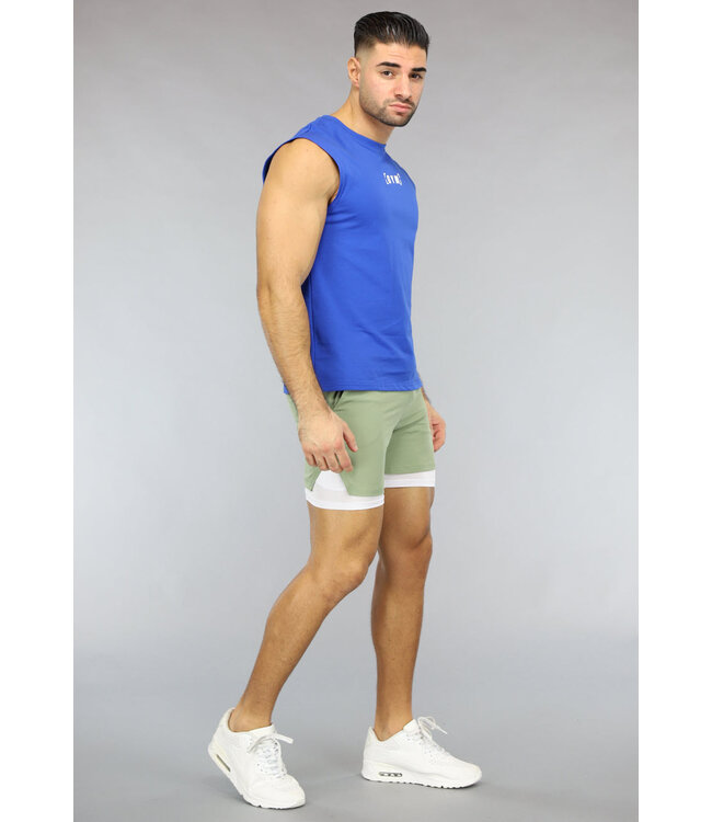 Groene Heren Sport Short met Ingewerkt Aansluitend Broekje