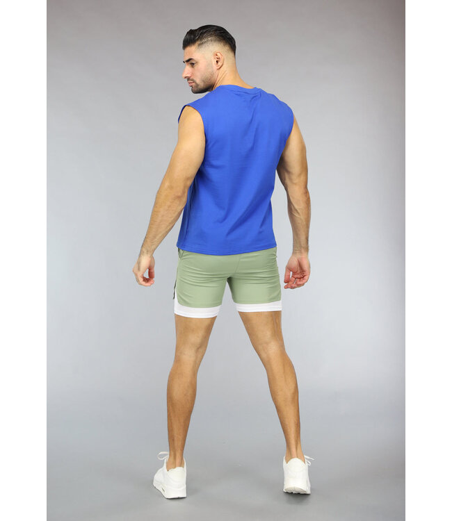 Groene Heren Sport Short met Ingewerkt Aansluitend Broekje