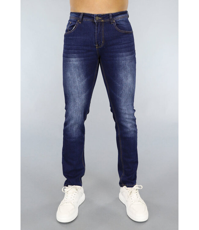Donkerblauwe Washed Heren Jeans