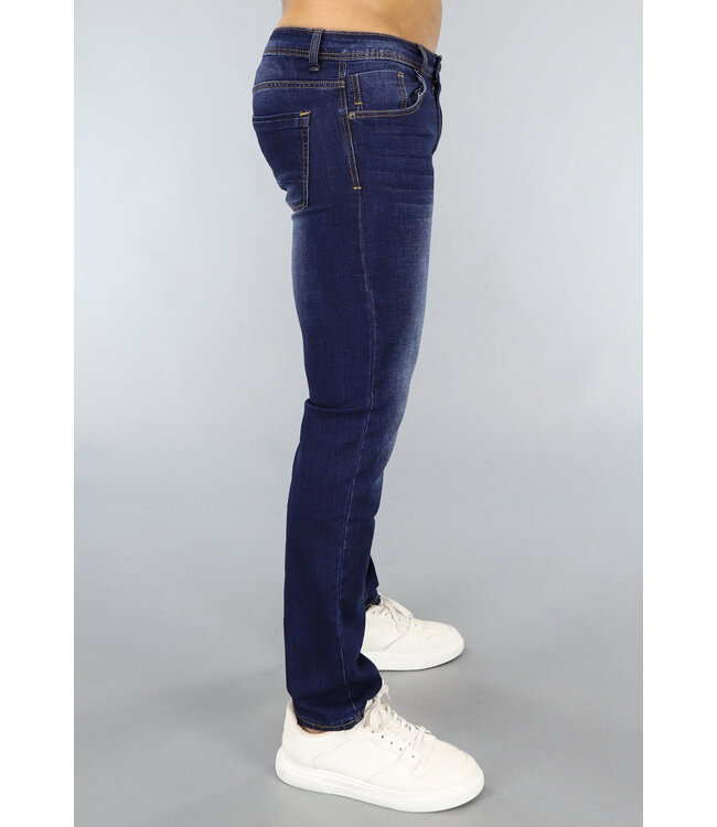 Donkerblauwe Washed Heren Jeans