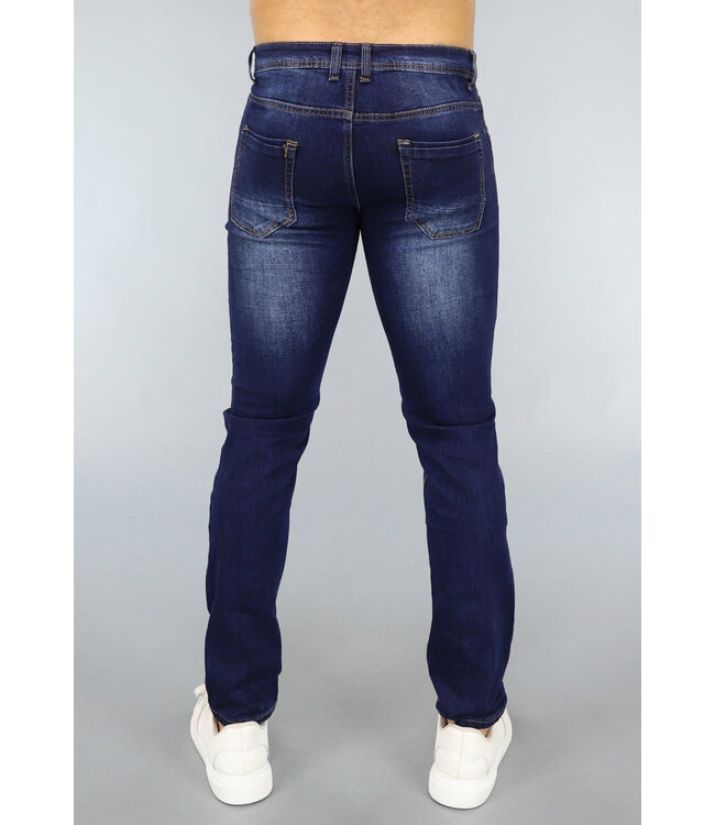 Donkerblauwe Washed Heren Jeans