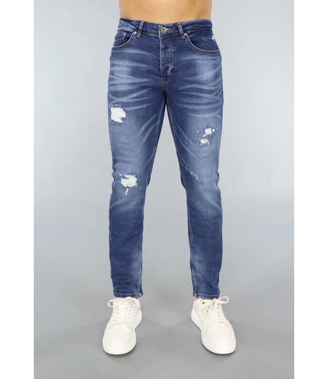 OP=OP.14 Blauwe Washed Jeans met Gaten Regular Fit
