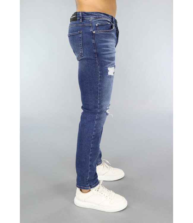 OP=OP.14 Blauwe Washed Jeans met Gaten Regular Fit