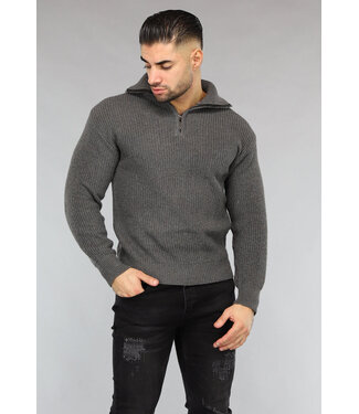 Antraciet Heren Jumper met Rits