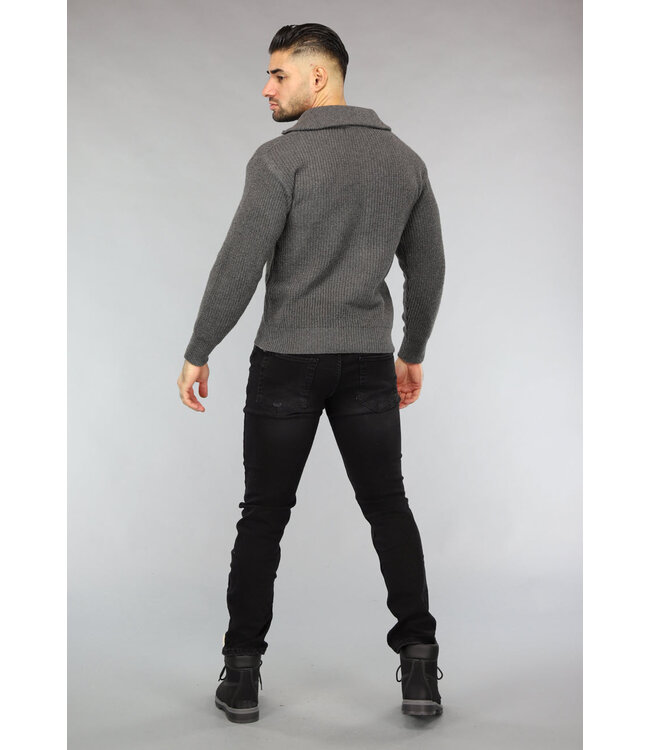 Antraciet Heren Jumper met Rits