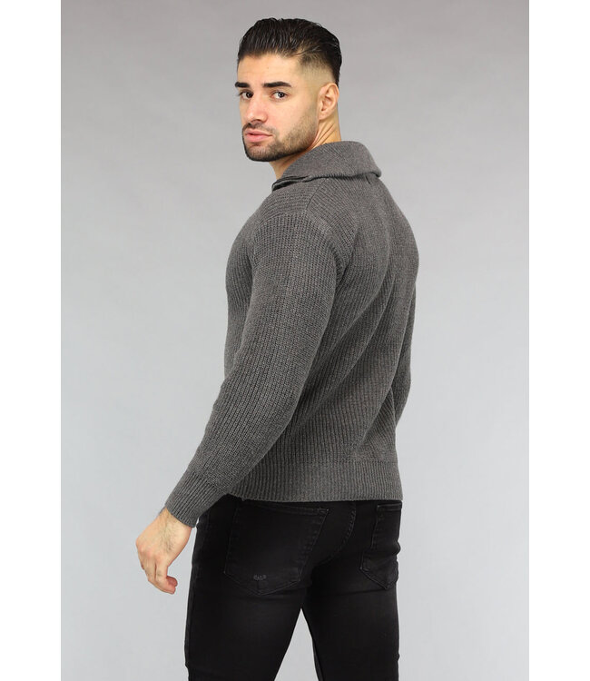 Antraciet Heren Jumper met Rits
