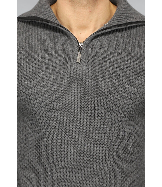 Antraciet Heren Jumper met Rits