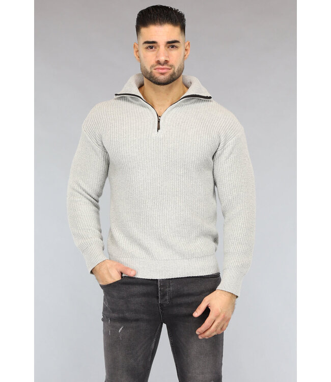Gebreide Heren Jumper in Lichtgrijs