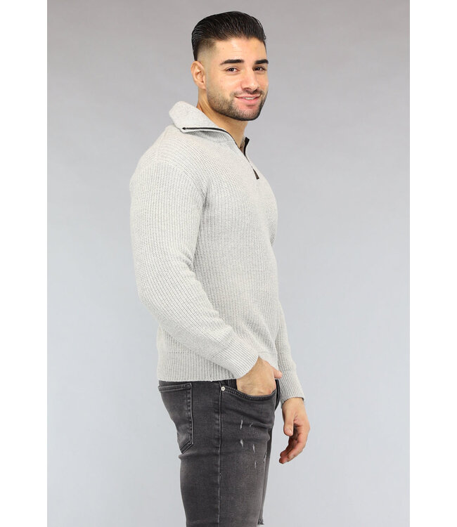 Gebreide Heren Jumper in Lichtgrijs