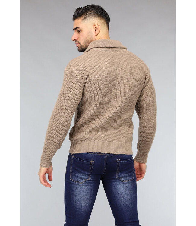 Gebreide Schipperstrui voor Heren in Camel