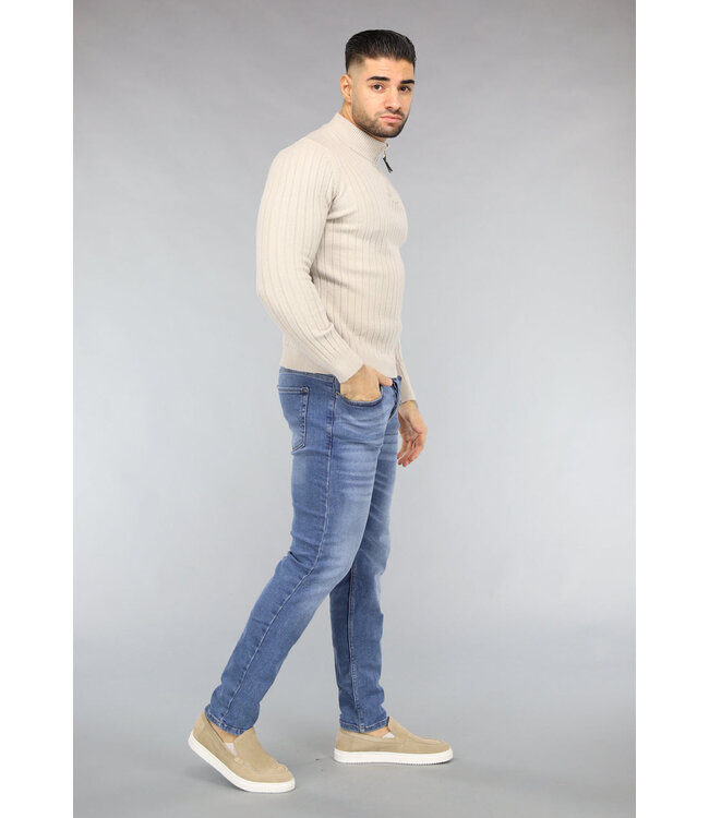 Ribgebreide Heren Jumper in Beige