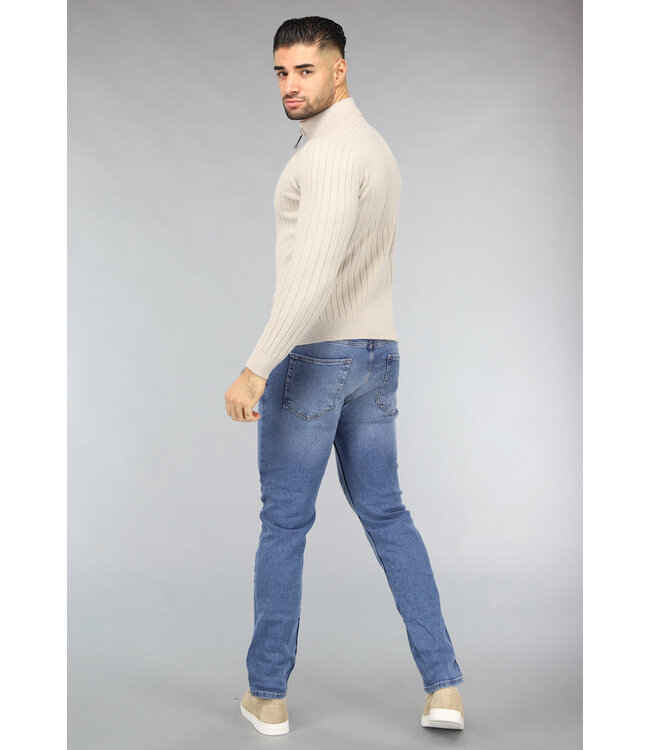 Ribgebreide Heren Jumper in Beige