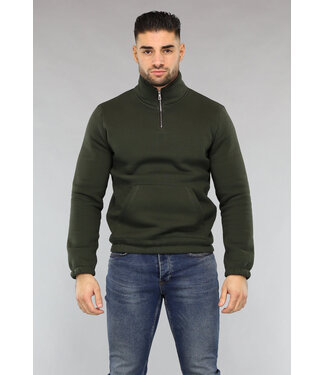 Heren Sweater met Buidelzak in Donkergroen