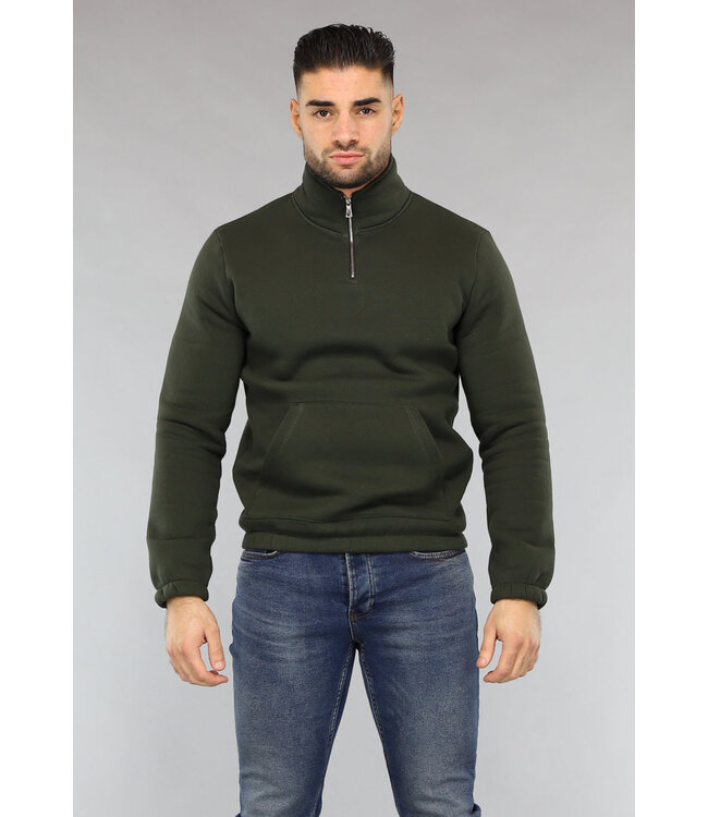 Heren Sweater met Buidelzak in Donkergroen