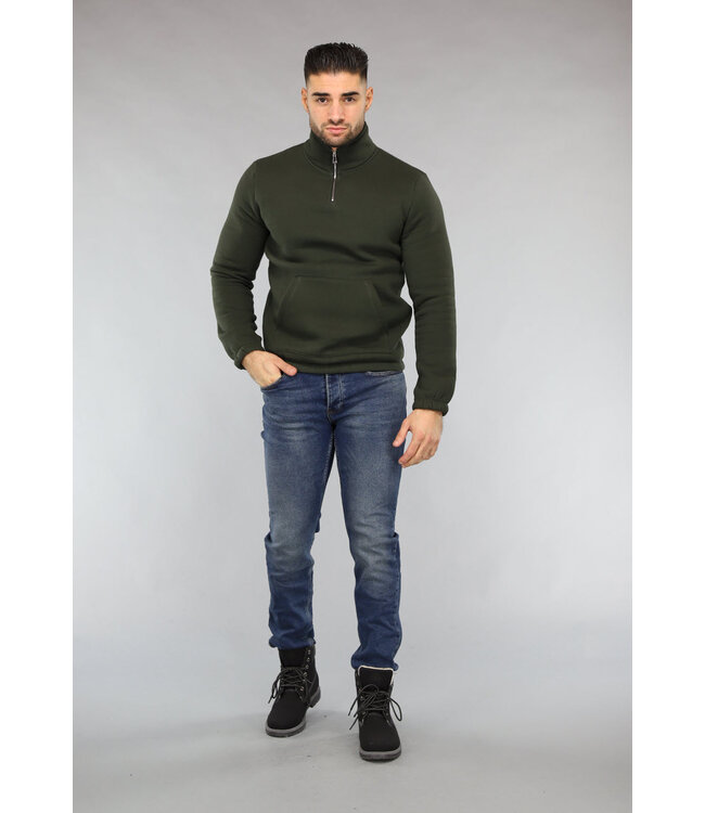 Heren Sweater met Buidelzak in Donkergroen