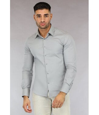 Grijs Casual Slim Fit  Heren Overhemd