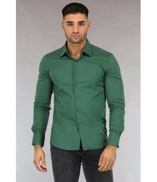 Groen Casual Slim Fit  Heren Overhemd