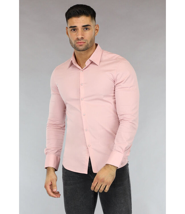 NEW0610 Lichtroze Longsleeve Slim Fit  Heren Overhemd