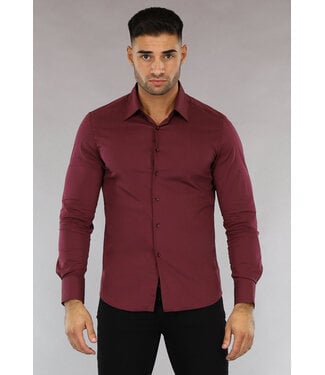 Wijnrood Casual Slim Fit  Heren Overhemd