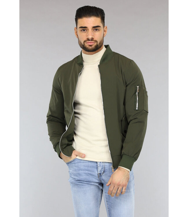 Effen Khaki Heren Bomberjack