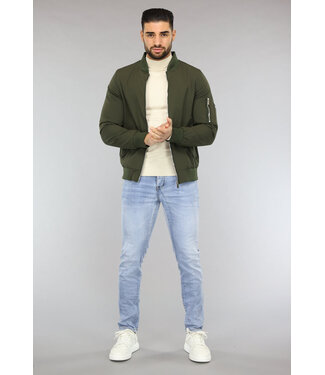 Effen Khaki Heren Bomberjack