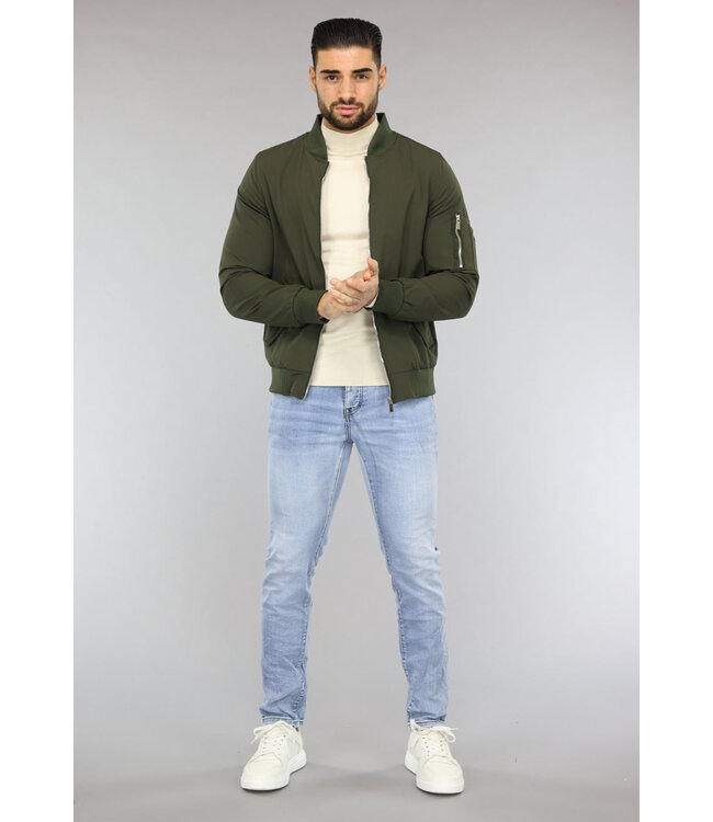 Effen Khaki Heren Bomberjack