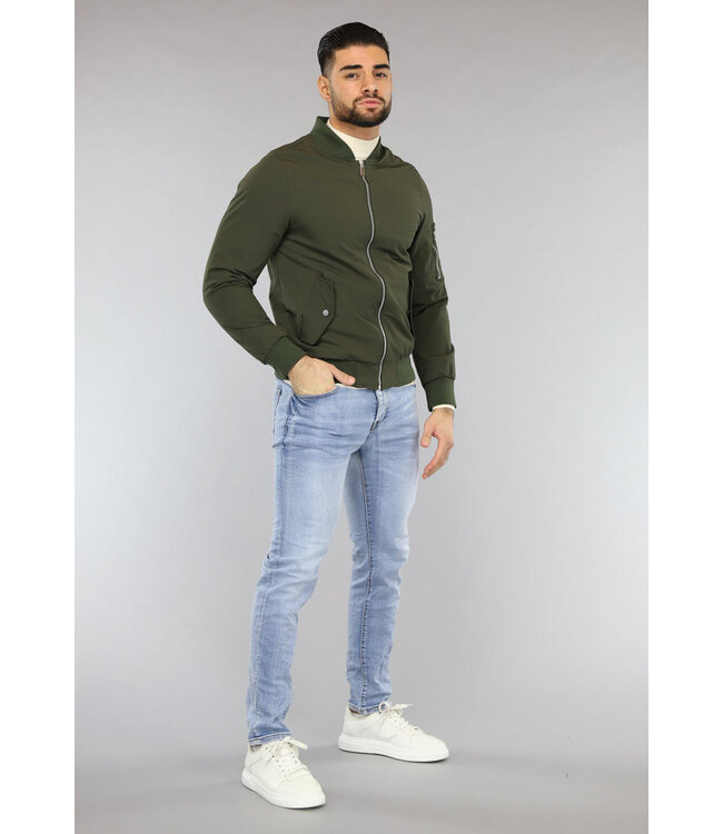 Effen Khaki Heren Bomberjack