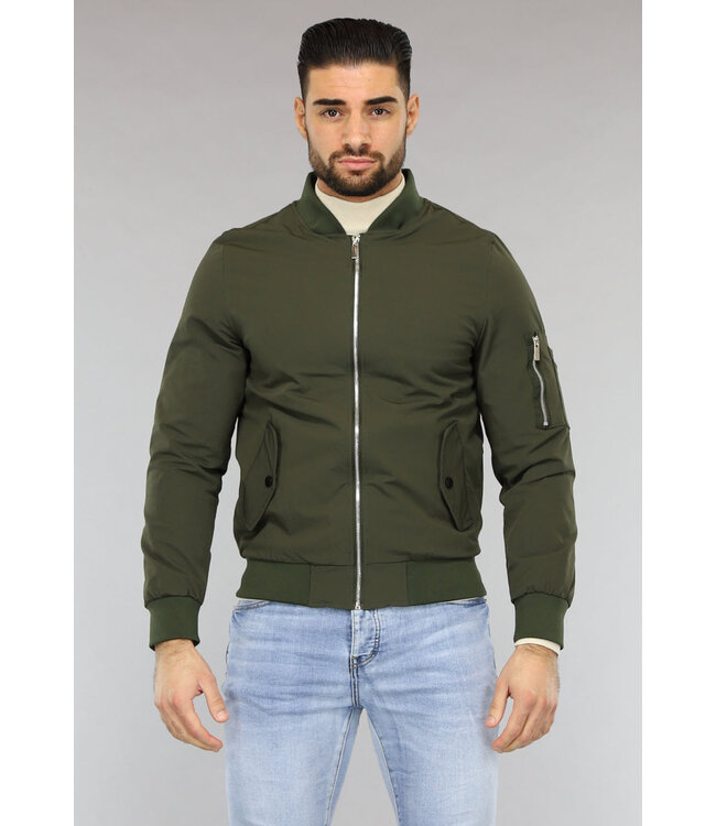 Effen Khaki Heren Bomberjack