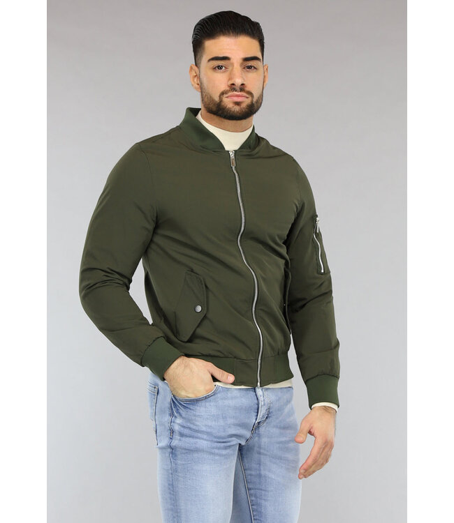 Effen Khaki Heren Bomberjack