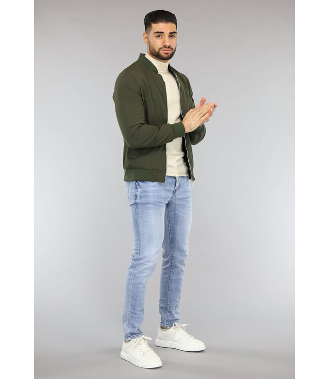 Effen Khaki Heren Bomberjack