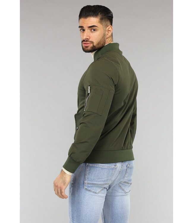 Effen Khaki Heren Bomberjack