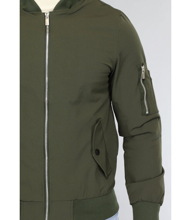 Effen Khaki Heren Bomberjack