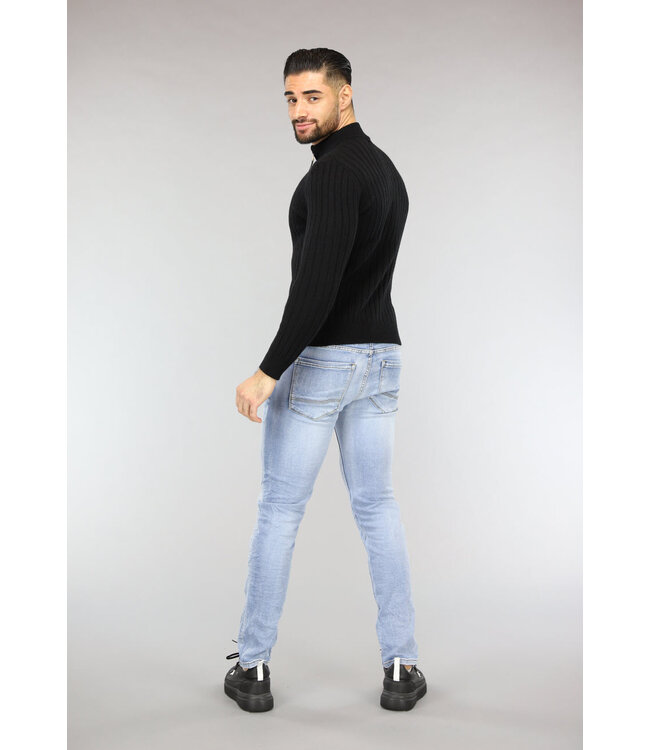 Ribgebreide Heren Jumper in Zwart