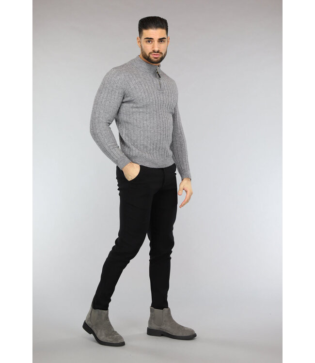 Ribgebreide Heren Jumper in Grijs