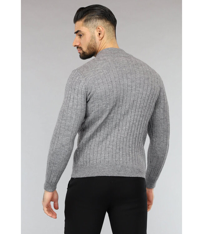Ribgebreide Heren Jumper in Grijs