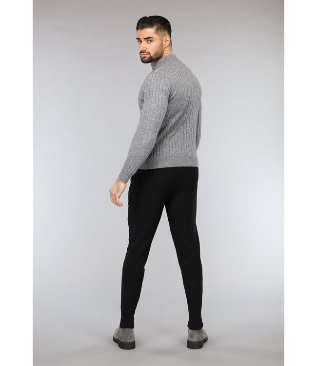 Ribgebreide Heren Jumper in Grijs