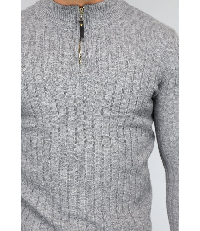 Ribgebreide Heren Jumper in Grijs