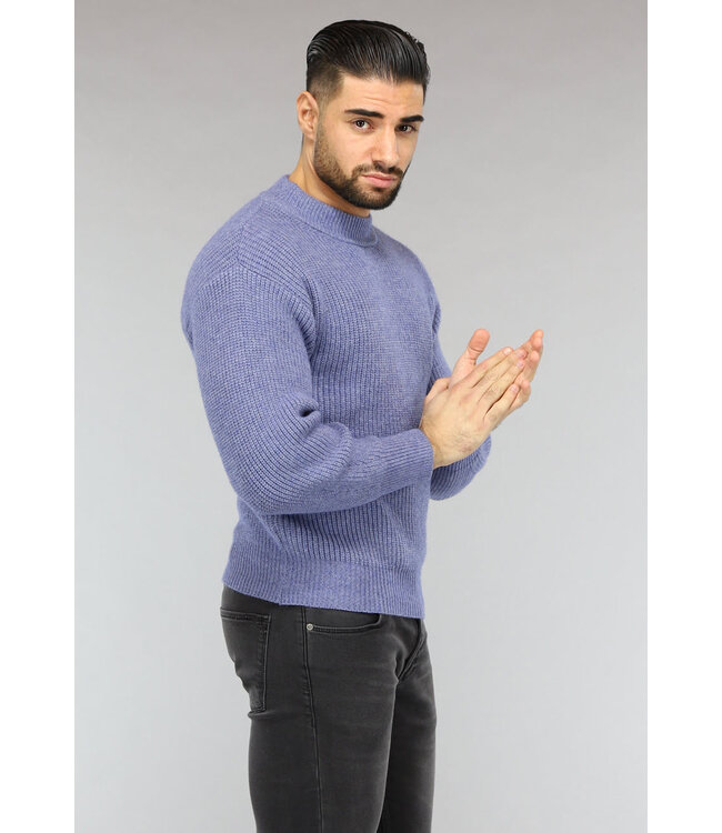 NEW2601 Blauwe Gebreide Heren Trui in Pullover Model