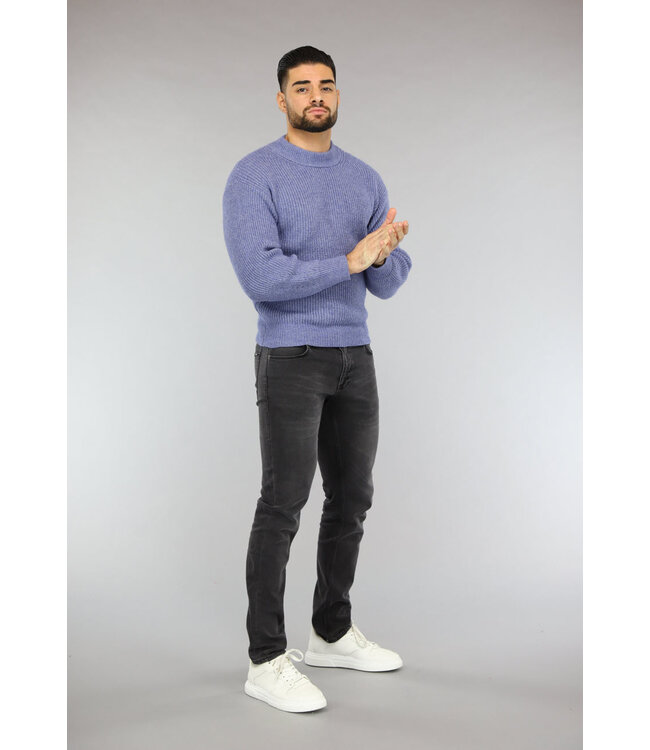 NEW2601 Blauwe Gebreide Heren Trui in Pullover Model