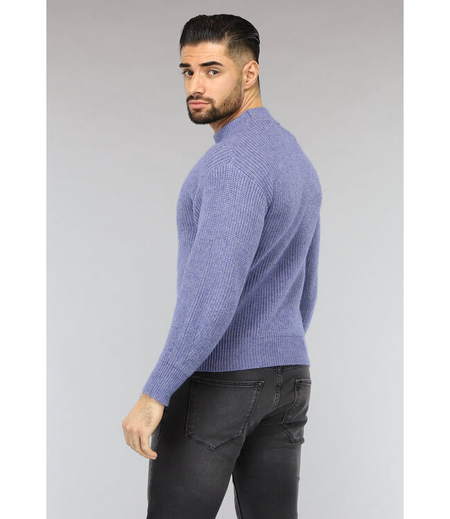 NEW2601 Blauwe Gebreide Heren Trui in Pullover Model