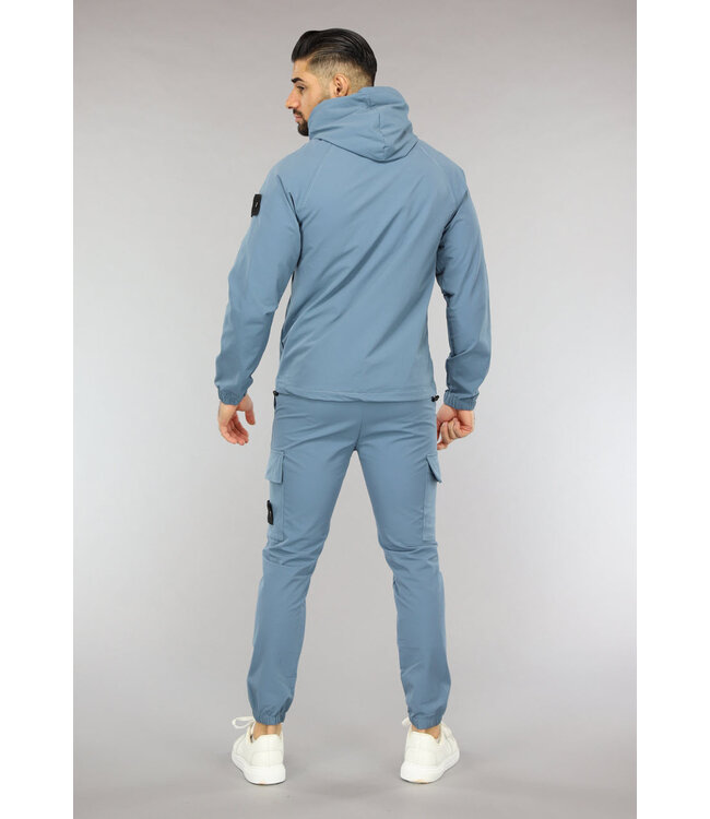 NEW2601 Blauwe Tracksuit van een Winddichte Parachute Stof