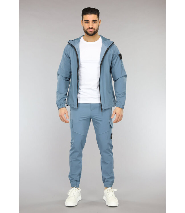 NEW2601 Blauwe Tracksuit van een Winddichte Parachute Stof