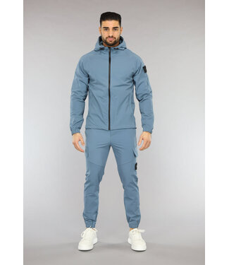 NEW2601 Blauwe Tracksuit van een Winddichte Parachute Stof