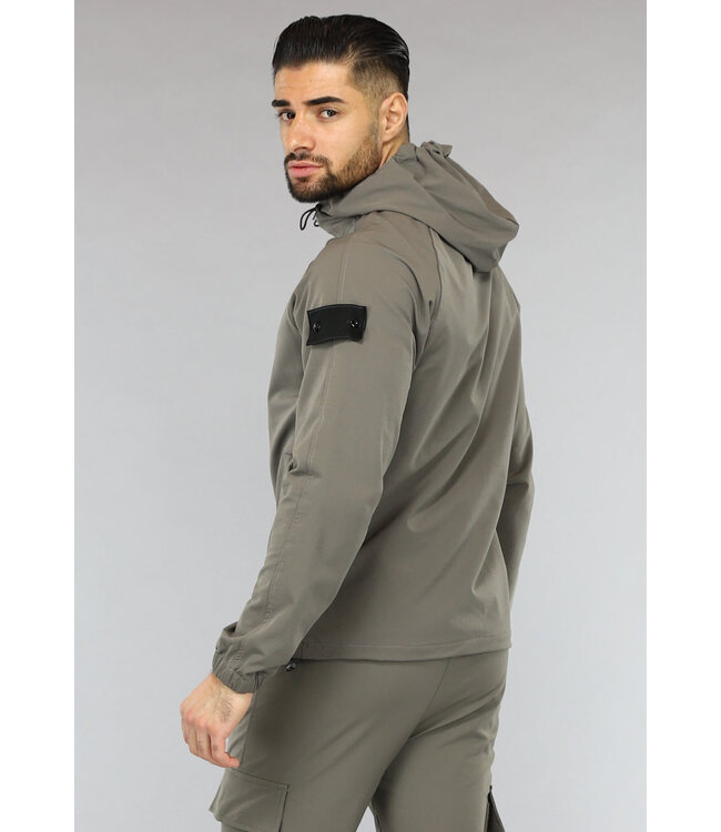 NEW2601 Taupe Tracksuit van een Winddichte Parachute Stof