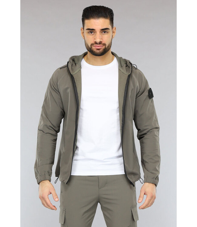 NEW2601 Taupe Tracksuit van een Winddichte Parachute Stof